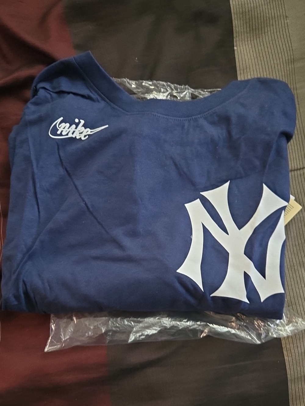 Nike Navy Tee with White NY Logo - Kids Short Sleeve